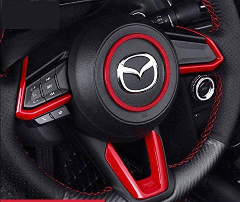 Duoles Red Sport Carbon Fiber Emblem Print Interior Steering Wheel Trim for Mazda 3 6 CX-4 CX-5 CX-9 - Image 3